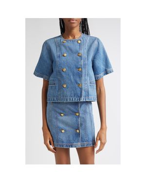 Ulla Johnson The Serge Double Breasted Denim Shirt - Blue