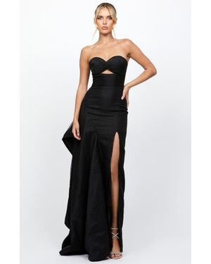 Bariano Rain Strapless Cut Out Gown - Black