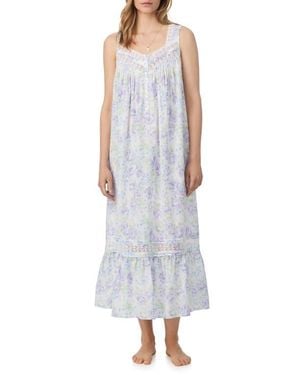 Eileen West Floral Print Cotton Lawn Ballet Nightgown - Gray