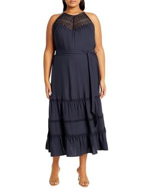 City Chic Alessia Sleeveless A-Line Dress - Blue