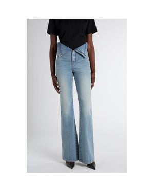 McQueen Foldover Waist Denim Bootcut Jeans - Blue