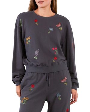 Billy T Flower Burst Embroidered Cotton Graphic Sweatshirt - Gray