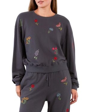 Billy T Flower Burst Embroidered Cotton Graphic Sweatshirt - Gray