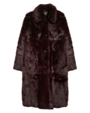 Akris Ruth Genuine Shearling Reversible Long Coat - Red