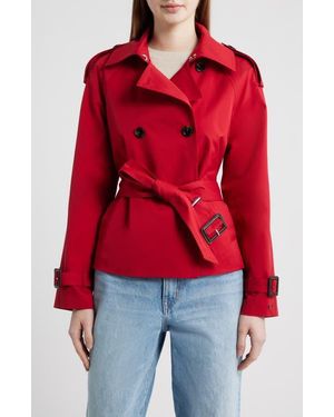 Tommy Hilfiger Belted Crop Trench Coat - Red