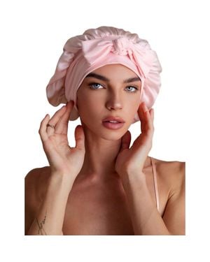 SILKSILKY Pure Silk Bowknot Tie Bonnet - Brown
