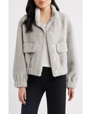 Sam Edelman Faux Fur Bomber Jacket - Gray