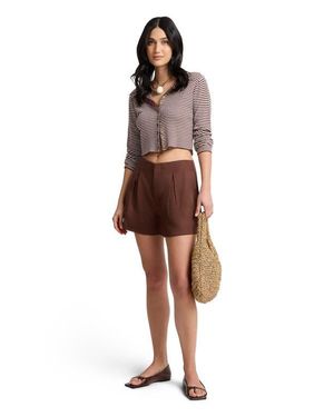 Onia Rib Linen Cardigan - Purple