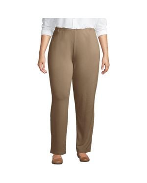 Lands' End Plus Size Sport Knit High Rise Pants - Natural