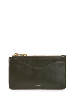 Vince Leather Zip-Top Card Case - Gray