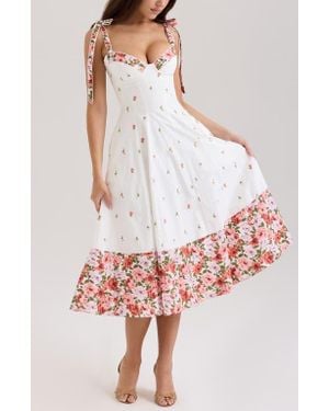 House Of Cb Emely Embroidered Cotton Midi Sundress - White