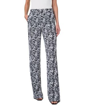 Akris Punto Marla Mini Half Grid Circle Print Moss Crepe Pants - Blue