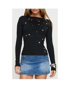Princess Polly Ryka Eyelet Top - Black