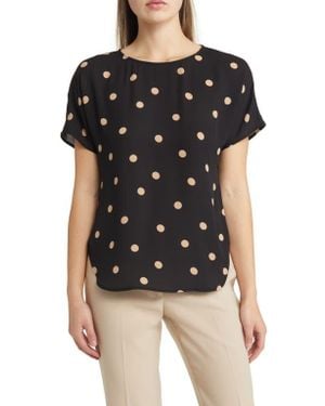Anne Klein Polka Dot Blouse - Black
