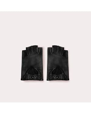 Seymoure Gloves Fingerless Italian Leather Driving Gloves - Black