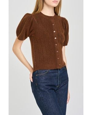 Wayf Bridget Puff Sleeve Cardigan - Blue