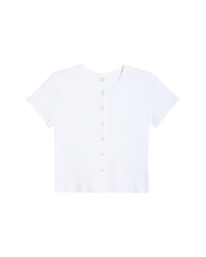 Leset Short Sleeve Cotton Pointelle Cardigan - White