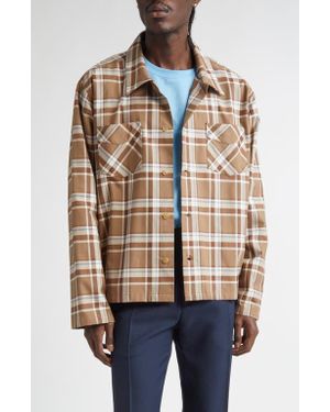 Stockholm Surfboard Club Club Plaid Organic Cotton Overshirt - Brown