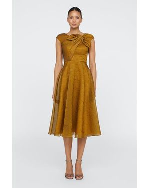 THEIA Helen Tie Neck Cocktail Dress - Natural