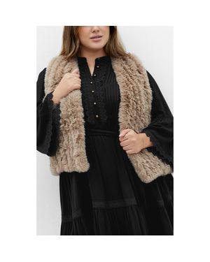 City Chic Eve Faux Fur Vest - Black