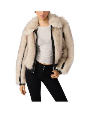 Steve Madden Charmaine Faux Fur & Faux Leather Jacket - Natural