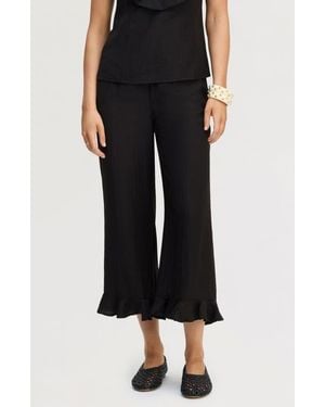 Sam Edelman Ruffle Hem Ankle Pants - Black