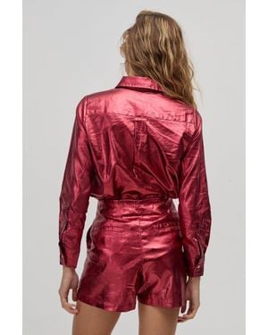 Lanhtropy Frida Metallic Linen Shorts - Red