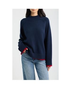 Rag & Bone Hazel Roll Neck Cotton & Wool Sweater - Blue