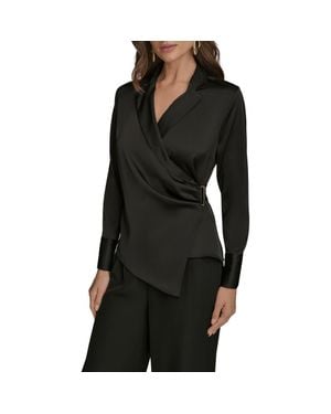 Donna Karan Wrap Charmeuse Shirt - Black