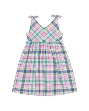 Hope & Henry Girls' Organic Eyelet Bow Shoulder Dress, Kids - Blue