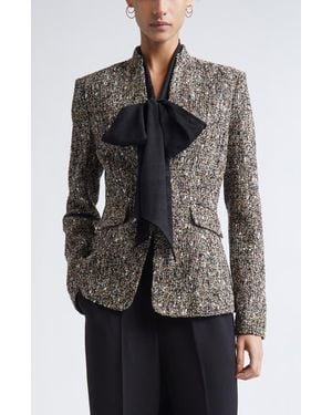St. John Bouclé Tweed Jacket - Black