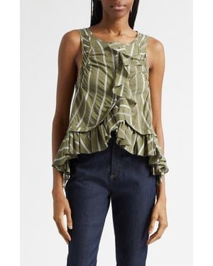 Cinq À Sept Azura Ruffle Sleeveless Top - Blue