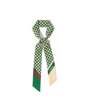Lost Pattern Checkerboard Silk Skinny Scarf - Green
