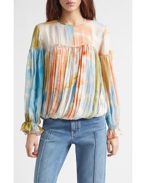 Ulla Johnson Pearl Abstract Print Silk Top - White