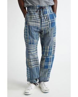 Ralph Lauren Patchwork Cotton & Linen Drawstring Pants - Blue