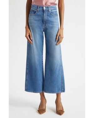 Veronica Beard Taylor High Waist Crop Wide Leg Jeans - Blue