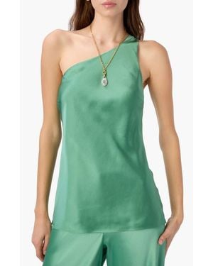 Cami NYC Lumi One-Shoulder Silk Camisole - Green