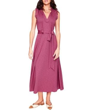 Boden Aria Embroidered Eyelet Trim Cotton Blend Midi Dress - Pink