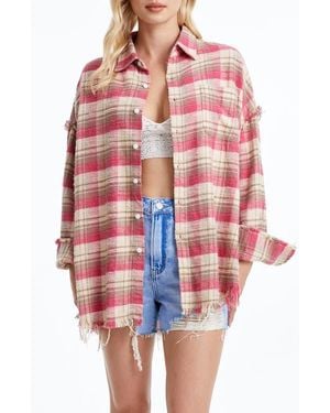 Bayeas Plaid Cotton Shirt Jacket - Red