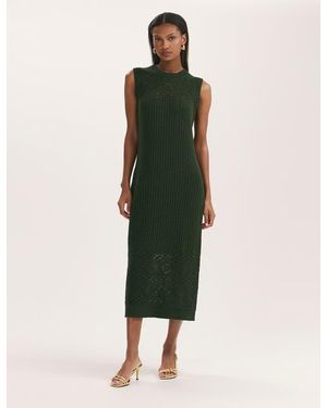 Finery London Ravi Crochet Midi Dress - Green