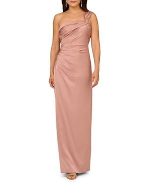 Aidan Mattox by Adrianna Papell One-Shoulder Crepe Back Satin Gown - Multicolor