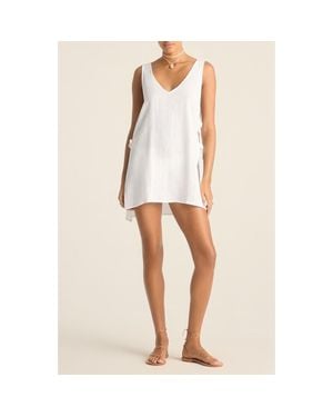Vitamin A Riviera Sleeveless Linen Cover-Up Minidress - White