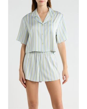 Open Edit Boxy Stretch Satin Short Pajamas - White