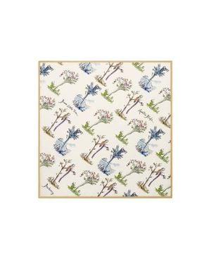 Burberry Brave Little Tree Silk Scarf - White