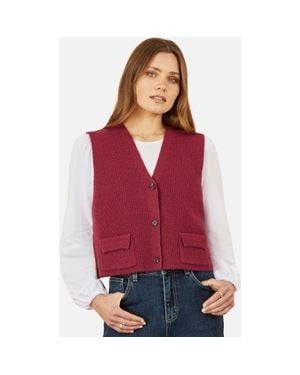 Yumi' Knitted Pullover Waistcoat - Red