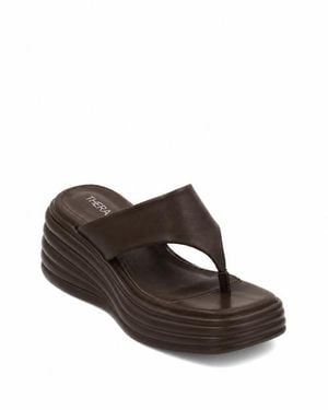 Therapy Australia Frame Square Toe Wedge Sandal - Brown