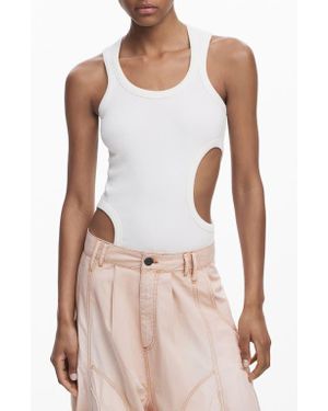 Desigual Sleeveless Cutout T-Shirt - White