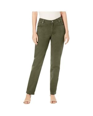 Jessica London Classic Cotton Denim Straight-Leg Jean - Green