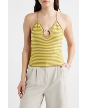 DELUC Patmos Stripe Crop Cotton Blend Top - Yellow