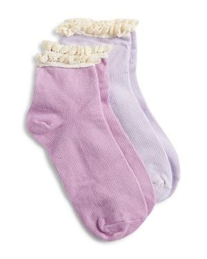 Stems 2-Pack Lace Trim Cotton Blend Socks - Pink